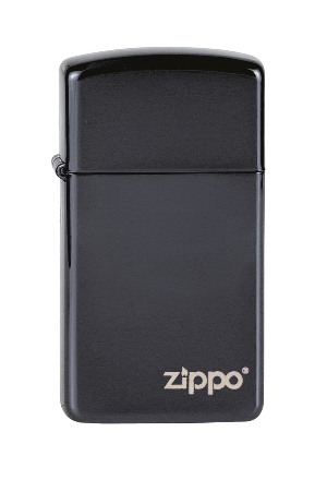 Zippo slim Ebony met Zippo logo